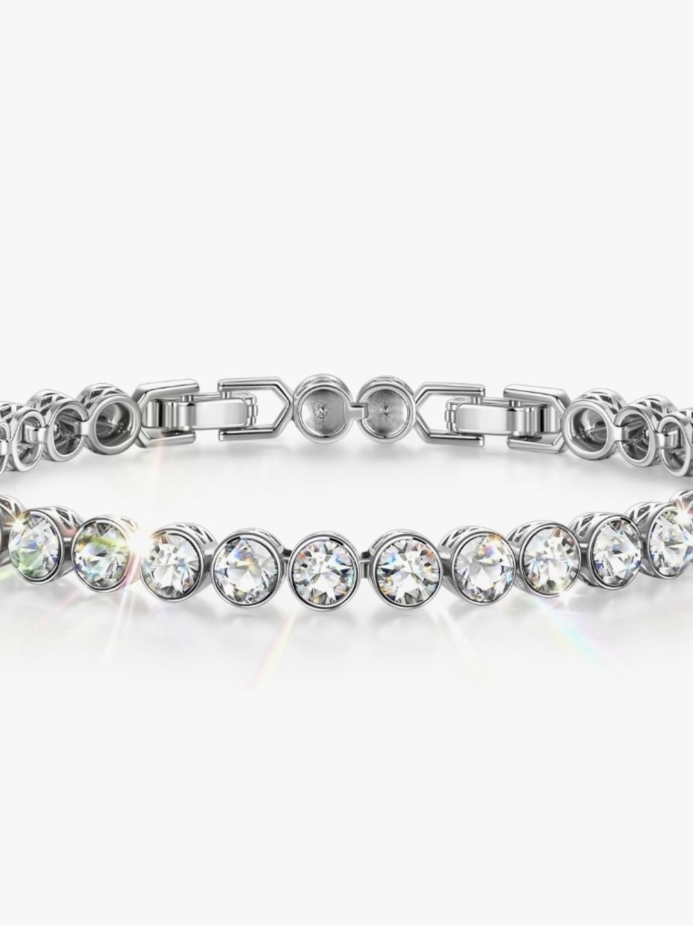 14k White Gold Plated Bracelet Md with Swarovski Crystal Diamond Adjustable Size